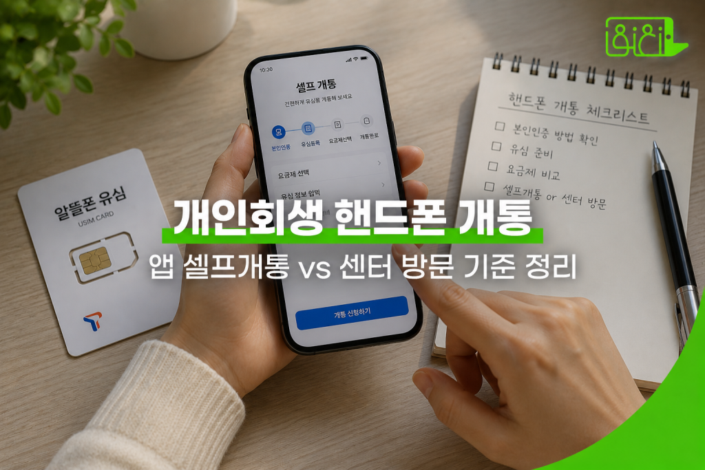 개인회생 핸드폰 개통 조건과 간편인증서 유무에 따른 방법을 정리한 썸네일 이미지