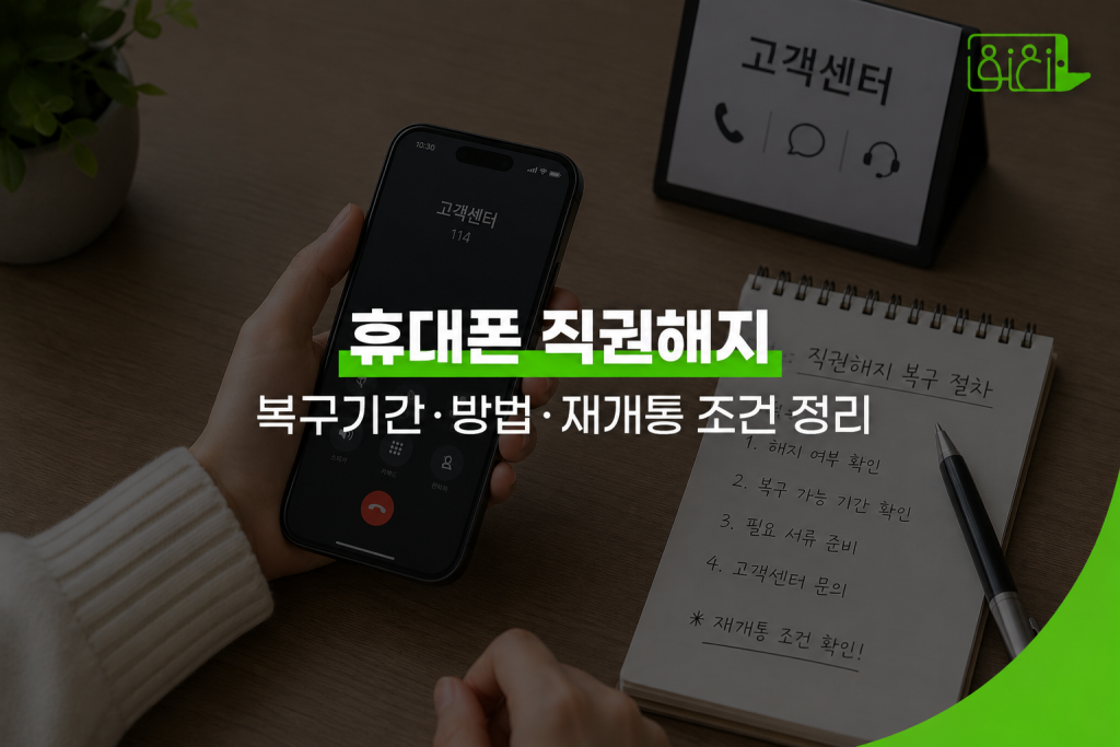 휴대폰 직권해지 복구 가능 기간과 신청방법을 확인하는 장면 - 버디모바일