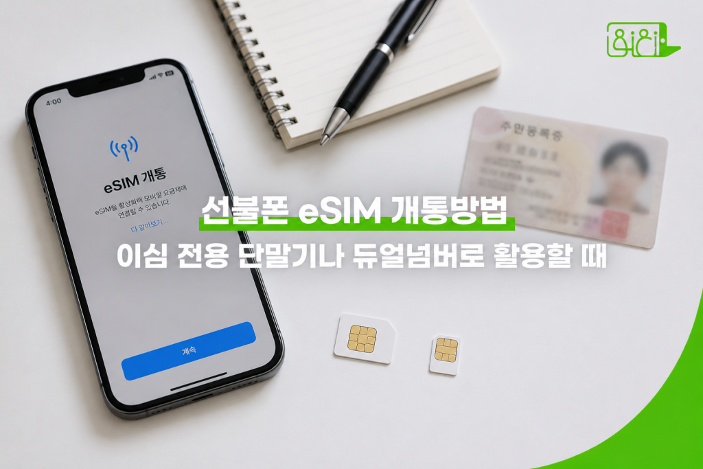 선불폰 eSIM 개통 방법 — 이심 전용 단말기와 듀얼넘버 활용을 위한 조건 및 신청 순서 안내