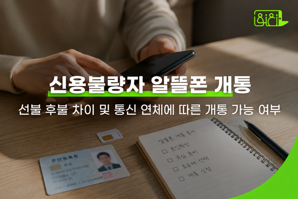 신용불량자 알뜰폰 선불 후불 개통 조건 확인하는 장면