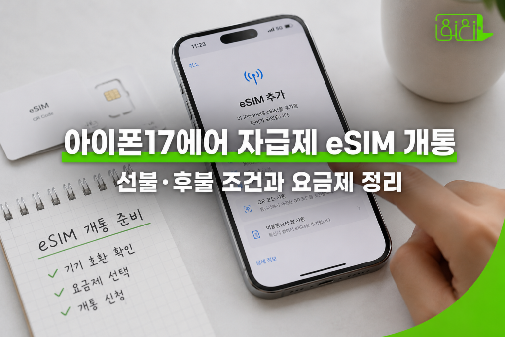아이폰17에어 유심 eSIM 자급제 개통 선불 후불 조건과 요금제 정리 — 버디모바일