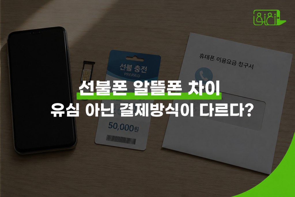 선불폰 알뜰폰(후불) 요금제의 결제방식 차이를 보여주는 이미지